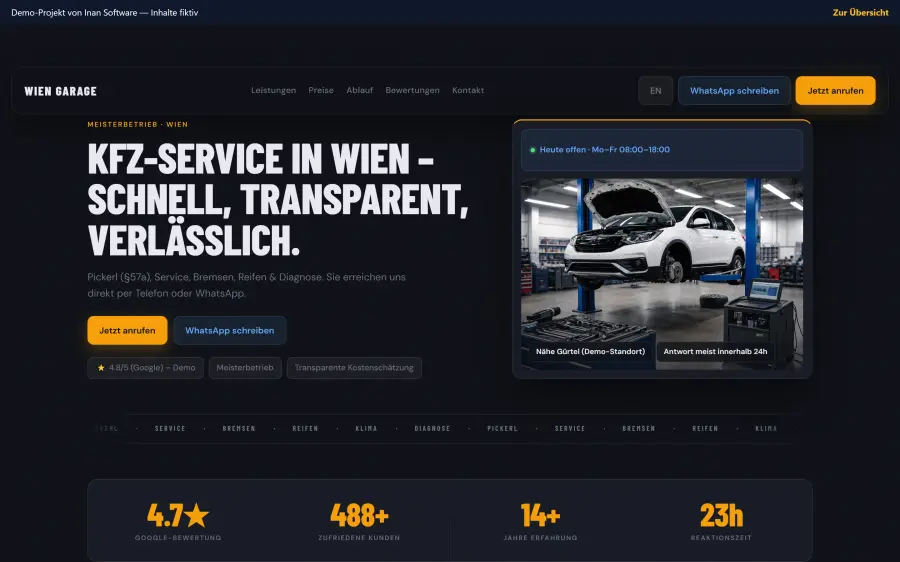 Demo: KFZ-Werkstatt (One-Pager)
